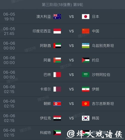 2026世界杯赛程完整列表